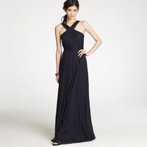 J.Crew 100% Silk black maxi length formal dress prom size 8